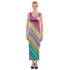 Wave Background Happy Design Fitted Maxi Dress by Celenk