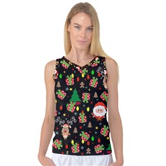 Santa And Rudolph Pattern Women s Basketball Tank Top by Valentinaart