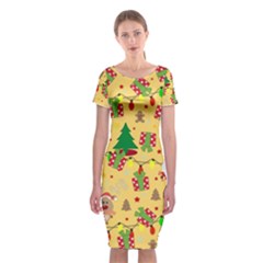 Santa And Rudolph Pattern Classic Short Sleeve Midi Dress by Valentinaart