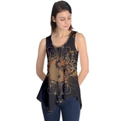 The Sign Ying And Yang With Floral Elements Sleeveless Tunic by FantasyWorld7