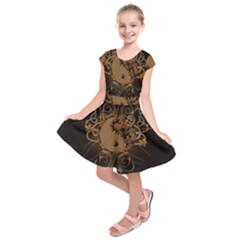 The Sign Ying And Yang With Floral Elements Kids  Short Sleeve Dress by FantasyWorld7