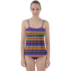 Pattern Twist Front Tankini Set by gasi