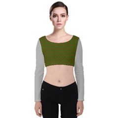 Grey And White Carbon Fiber Velvet Long Sleeve Crop Top by PodArtist