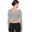 Grey and White simulated Carbon Fiber Velvet Long Sleeve Crop Top View2