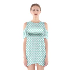 Tiffany Aqua Blue Lipstick Kisses On White Shoulder Cutout One Piece by PodArtist