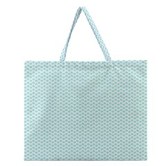 Tiffany Aqua Blue Lipstick Kisses On White Zipper Large Tote Bag by PodArtist