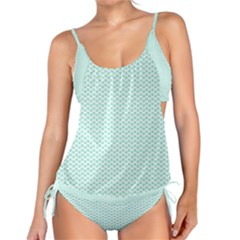 Tiffany Aqua Blue Lipstick Kisses On White Tankini Set by PodArtist