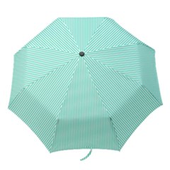 Classy Tiffany Aqua Blue Sailor Stripes Folding Umbrellas by PodArtist