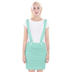 Classy Tiffany Aqua Blue Sailor Stripes Braces Suspender Skirt by PodArtist