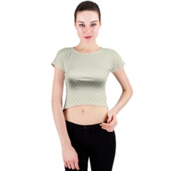 Rich Cream Stitched And Quilted Pattern Crew Neck Crop Top by PodArtist