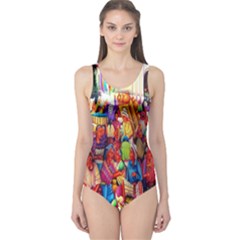 Guatemala Art Painting Naive One Piece Swimsuit by Celenk