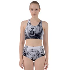 Lion Wildlife Art And Illustration Pencil Racer Back Bikini Set by Celenk