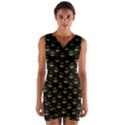 Gold Scales Of Justice on Black Repeat Pattern All Over Print  Wrap Front Bodycon Dress View1