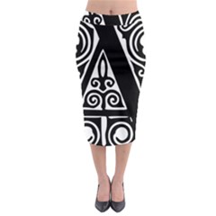 Alphabet Calligraphy Font A Letter Midi Pencil Skirt by Celenk