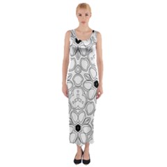 Pattern Zentangle Handdrawn Design Fitted Maxi Dress by Celenk