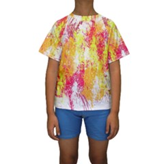 Painting Spray Brush Paint Kids  Short Sleeve Swimwear by Celenk