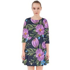 Beautiful Floral Pattern Smock Dress by allthingseveryone