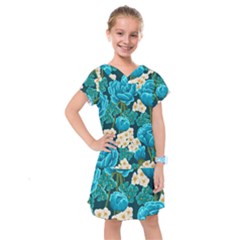 Light Blue Roses And Daisys Kids  Drop Waist Dress by allthingseveryone