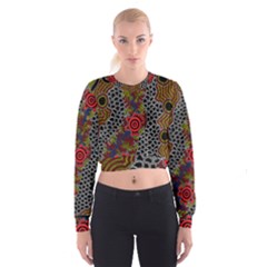 Aboriginal Art - Waterholes Cropped Sweatshirt by hogartharts