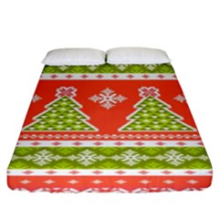 Christmas Tree Ugly Sweater Pattern Fitted Sheet (king Size) by allthingseveryone