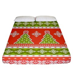 Christmas Tree Ugly Sweater Pattern Fitted Sheet (california King Size) by allthingseveryone