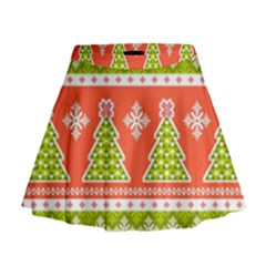 Christmas Tree Ugly Sweater Pattern Mini Flare Skirt by allthingseveryone