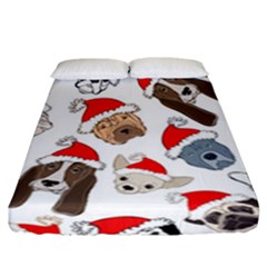 Christmas Puppies Fitted Sheet (california King Size) by allthingseveryone