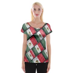 Mexican Flag Pattern Design Cap Sleeve Tops by dflcprints