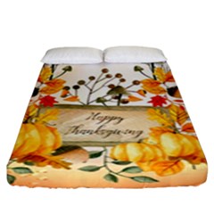 Happy Thanksgiving With Pumpkin Fitted Sheet (king Size) by FantasyWorld7