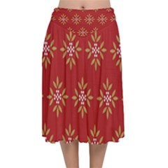 Pattern Background Holiday Velvet Flared Midi Skirt by Celenk