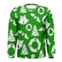 Green White Backdrop Background Card Christmas Men s Long Sleeve Tee View1