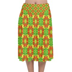 Pattern Texture Christmas Colors Velvet Flared Midi Skirt by Celenk