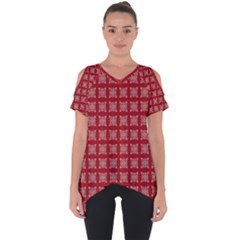 Christmas Paper Wrapping Paper Cut Out Side Drop Tee by Celenk