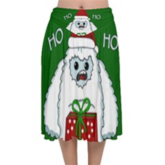 Yeti Xmas Velvet Flared Midi Skirt by Valentinaart