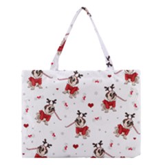 Pug Xmas Pattern Medium Tote Bag by Valentinaart