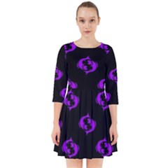 Purple Pisces On Black Background Smock Dress by allthingseveryone