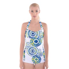 Circles Boyleg Halter Swimsuit  by hogartharts