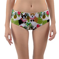 Hula Corgis Fabric Reversible Mid-waist Bikini Bottoms by Celenk