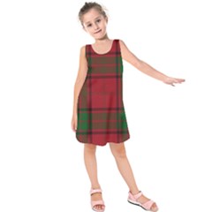 Red And Green Tartan Plaid Kids  Sleeveless Dress by allthingseveryone