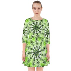 Lime Green Starburst Fractal Smock Dress by allthingseveryone