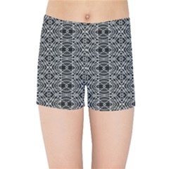 Black And White Ethnic Pattern Kids Sports Shorts by dflcprints