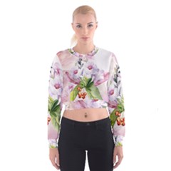 Wonderful Flowers, Soft Colors, Watercolor Cropped Sweatshirt by FantasyWorld7