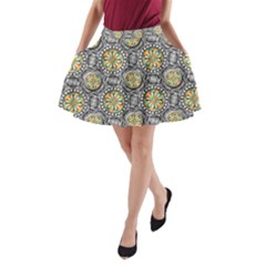 Beveled Geometric Pattern A-line Pocket Skirt by linceazul