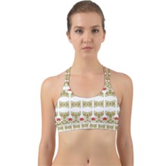 Striped Ornate Floral Print Back Web Sports Bra by dflcprints