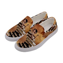 Cute Little Girl Dancing On A Piano Women s Canvas Slip Ons by FantasyWorld7