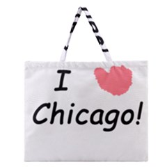 I Heart Chicago  Zipper Large Tote Bag by SeeChicago