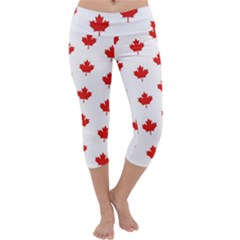 Maple Leaf Canada Emblem Country Capri Yoga Leggings by Celenk