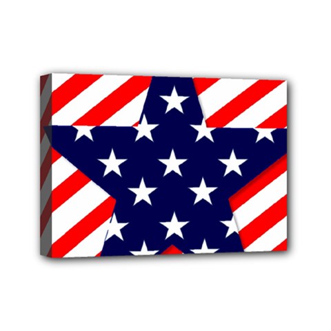 Patriotic Usa Stars Stripes Red Mini Canvas 7  X 5  by Celenk