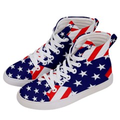 Patriotic Usa Stars Stripes Red Women s Hi-top Skate Sneakers by Celenk