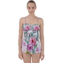 Flowers And Leaves In Soft Purple Colors Babydoll Tankini Set View1